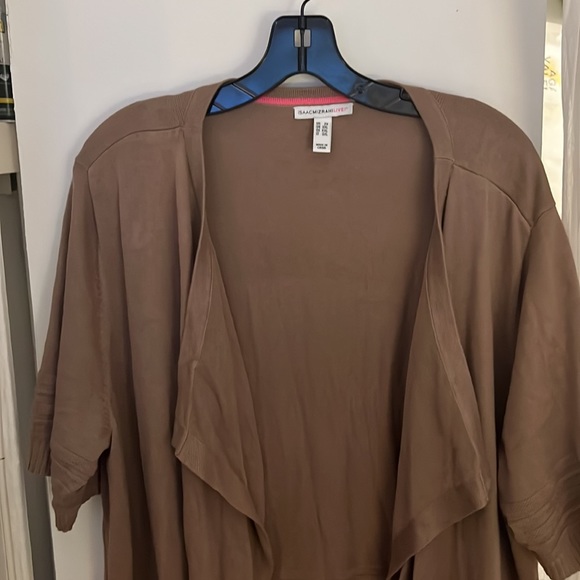 Isaac Mizrahi Live! Cascade-Front Sweater Cardigan mocha size 2x - Picture 5 of 6